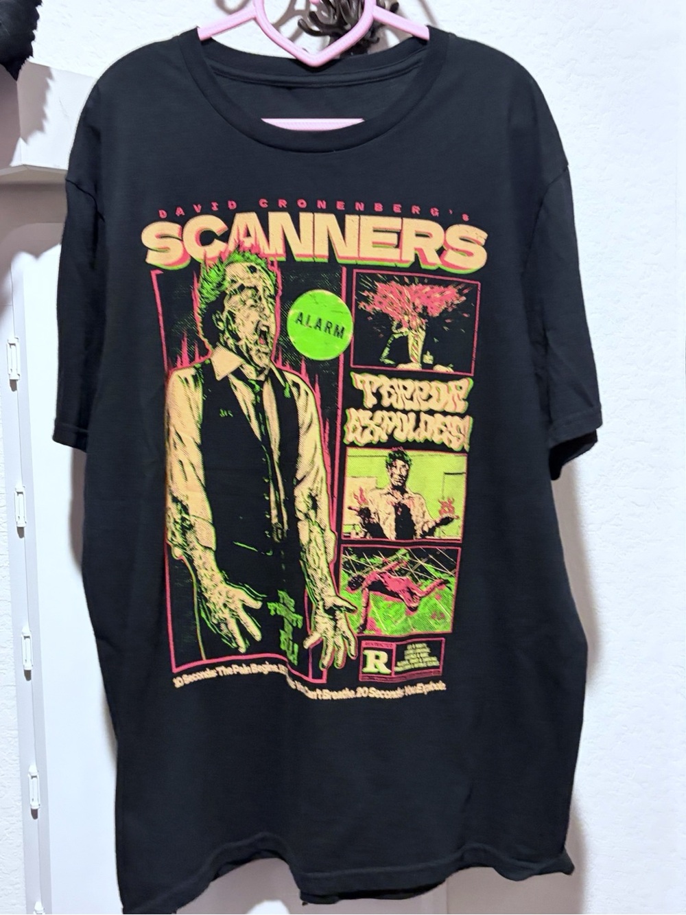 Scanners David Cronenberg black Horror t-shirt Halftone Horror- Size Large